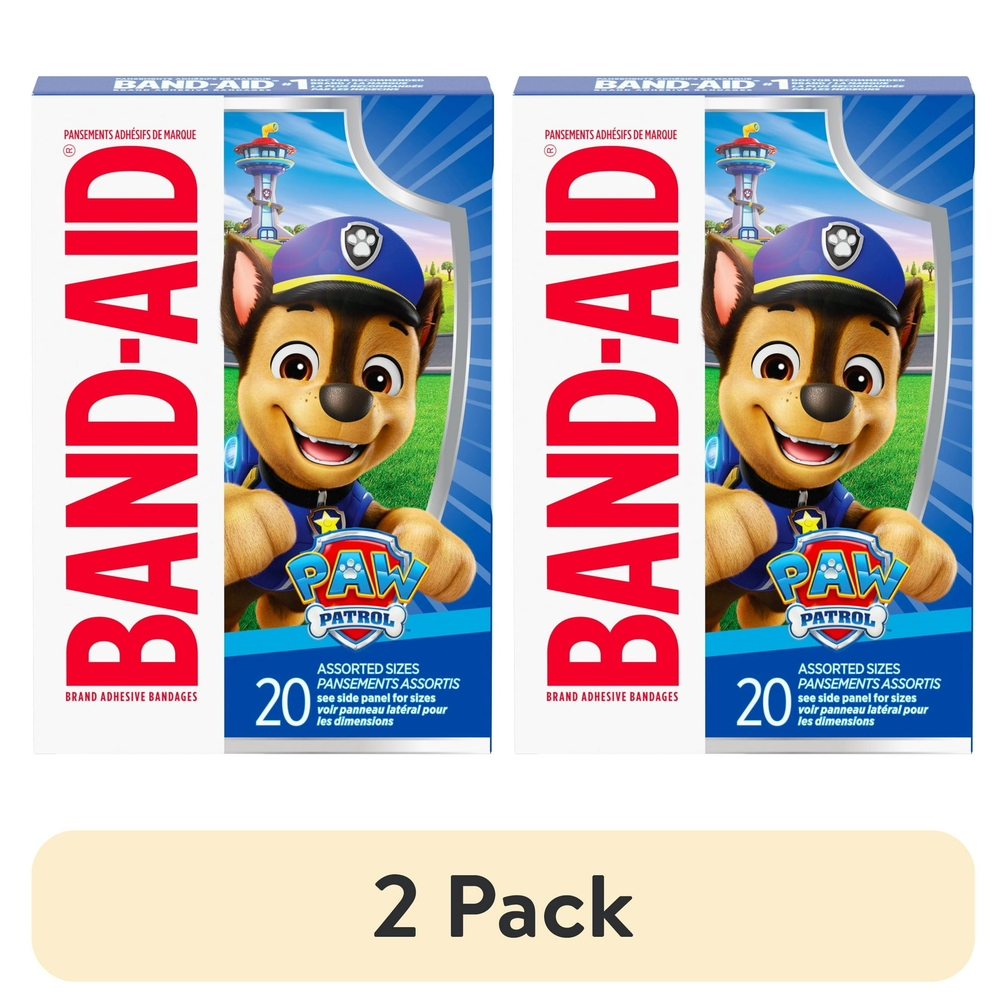 (2 pack) Band-Aid Brand Adhesive Bandages Featuring Nickelodeon Paw Patrol, Assorted Sizes, 20 Count