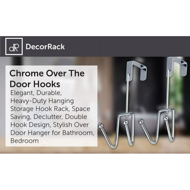 2 Chrome Over The Door Clothing Hooks - Good Condition - household