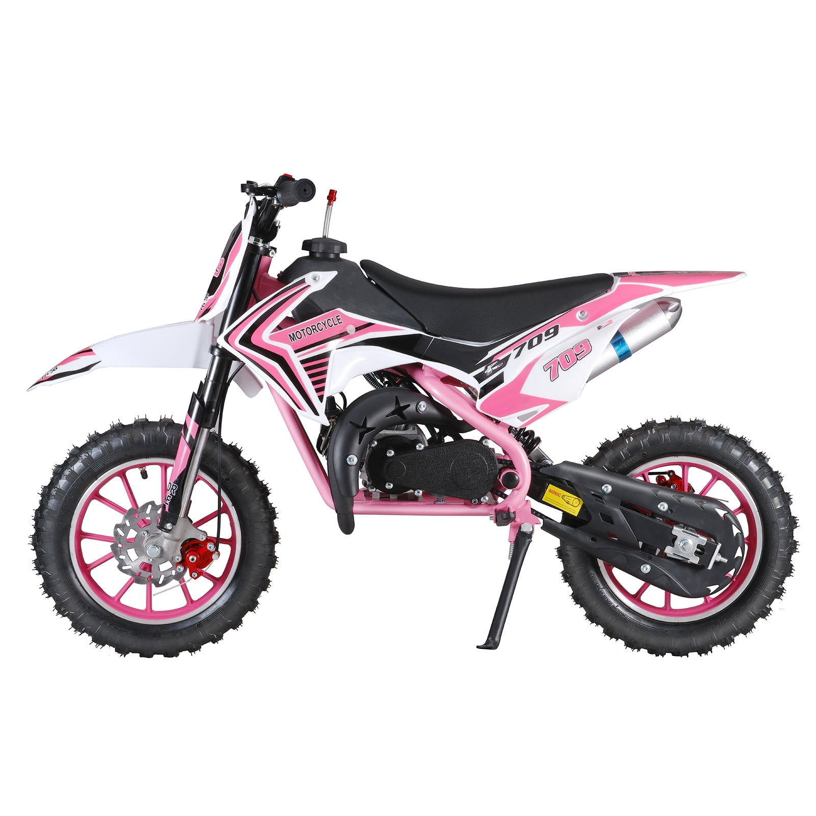 Hzsb 49cc 2-Stroke Kids Dirt Bike, Gas Power Motocross, Off Road Mini Motorcycle, Children Pocket Motorbike with Front Rear Disc Brakes (Pink)