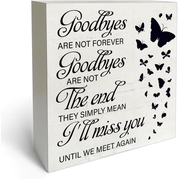 Zomyto 5x5 In Goodbyes Are Not Forever Wooden Box Sign Desk Decor Memorial Quotes