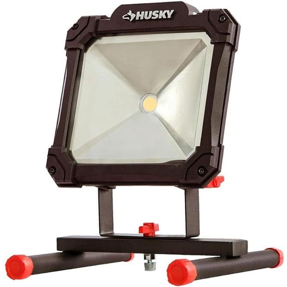 "Husky Lumen Led Portable Worklight With Stand - Long-lasting Led Bulb, Easy Grip, Adjustable, Indoor Outdoor Worklights for Workshop, Job Site Lighting "