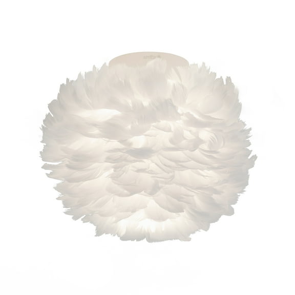 Artika Plume 12W LED Modern Ceiling Light Fixture Flush Mount White, Large Lamp Shade Made of Feathers