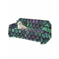 thumbnail image 2 of Coastal Teal Green Couch Cover Sofa Covers 3 Cushion Sectional Couch, Modern Ocean Mermaid Scales Washable Sofa Covers Slipcover Sectional Sofa Cover, Furniture Protector 71"x150", 2 of 9
