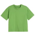 thumbnail image 6 of Girls' T-shirts Short Sleeve Crew Neck Loose Cotton Tshirts Kids Casual Summer Basic Layer Tees Solid Color (14-15 Years, Green), 6 of 6