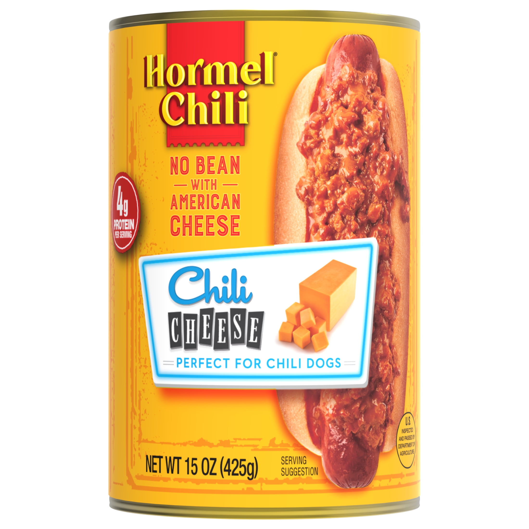 (12 pack) HORMEL Chili No Bean with American Cheese Canned Chili, No Artificial Ingredients, Shelf-Stable, Steel Can 15 oz