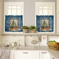 thumbnail image 4 of Christmas Blue Kitchen Curtains and Valances Set, Rod Pocket Curtains Tier Farmhouse Window Curtains 36 Inch Length, Green Pine Tree Winter Snowflake Ball 3 Piece Kitchen Curtains Set, 4 of 6