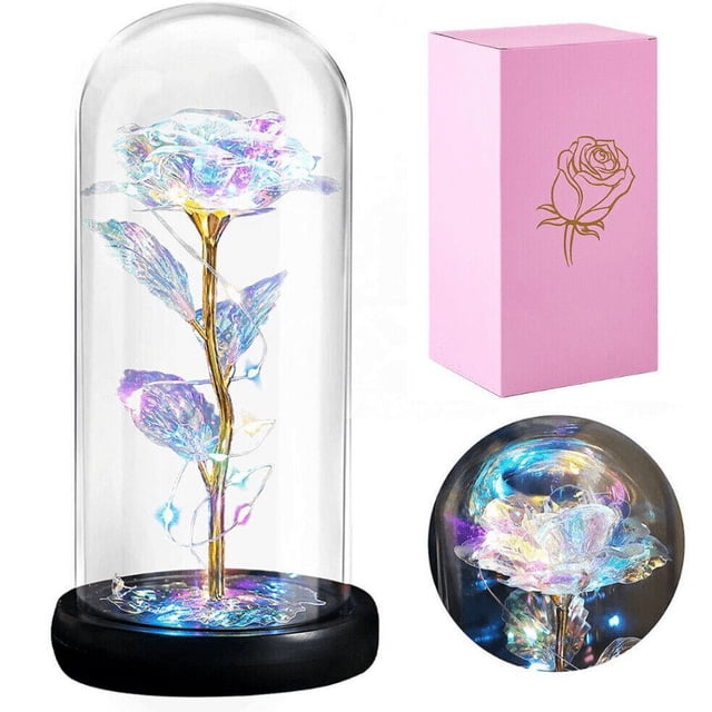 La Bella y la Bestia LED Rosa eterna en un regalo de cumpleaños de San Valentín de cristal