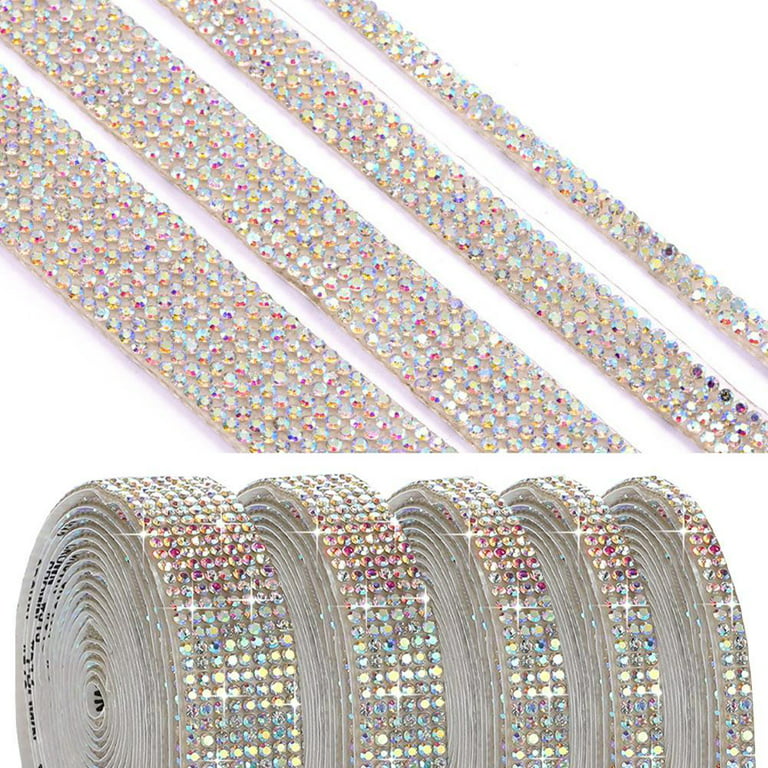 VILLCASE 5 Rolls Crystal Hot Diamond Diamond Belt Bling Craft Strips self  Adhesive Rhinestone Strips Gift Packing Ribbons Diamond Crystal Craft  Ribbon
