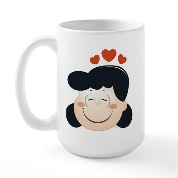 CafePress - Peanuts Lucy Hearts - 15 oz Ceramic Large White Novelty Mug