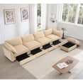 thumbnail image 3 of 146'' Chenille Convertible L Shaped Deep Seat Sofa Couch Oversized Modular Sofa with Storage Pull Out Drawers and Ottoman for Living Room,Wheat, 3 of 9