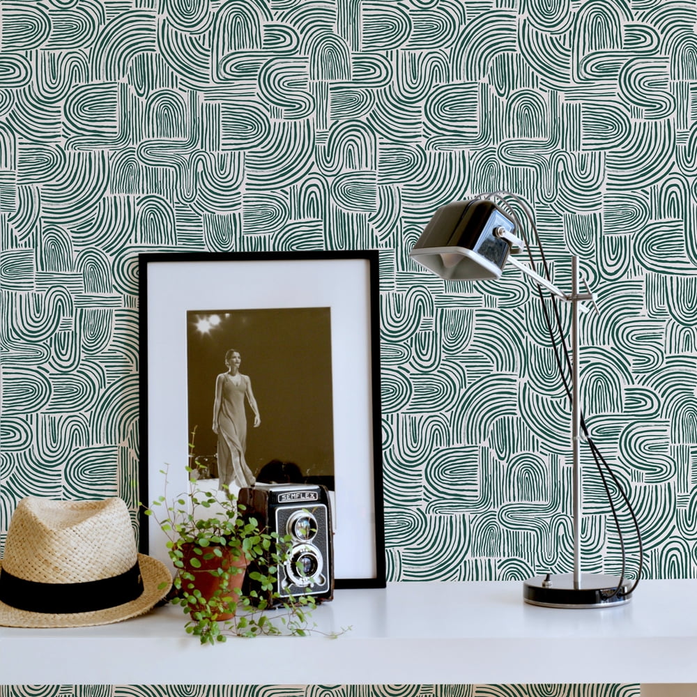 Tempaper Dark Harbor Swell Peel and Stick Wallpaper, 20.5" x 16.5'
