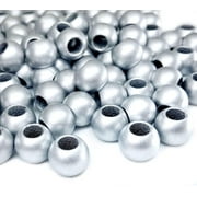 400 Silver Matte Metallic Acrylic Beads 10mm with 4.8mm Large European Hole