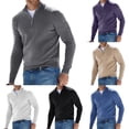 thumbnail image 3 of Mens Bottoming V Neck Shirt Warm Knitted Sweater Strickpullover Zip Tops Blouse, 3 of 7