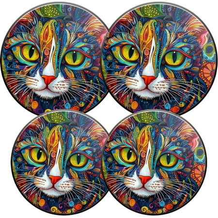 

Electric Stove Burner Covers 4 Pcs Round Gas Burner Cover 8 and 10 Inch Vividly - colored Cat Art