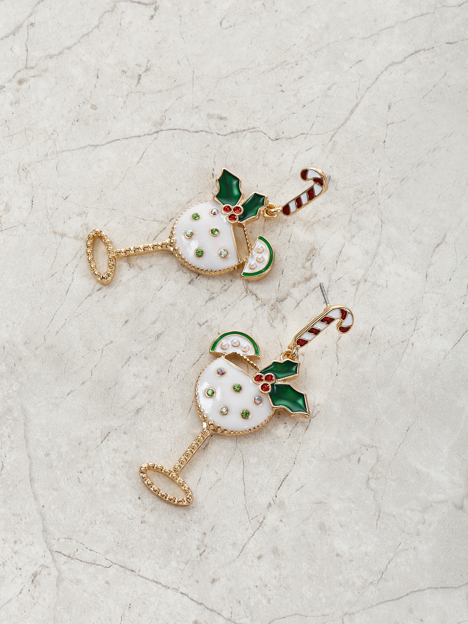 Holiday Time Candy Cane Drink Earring, 1 Pair