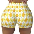 thumbnail image 2 of Goofa yellow argyle Printed Workout Shorts Women Seamless Scrunch Butt Lifting High Waisted Gym Booty Shorts Elastic Workout Shorts-Large, 2 of 8