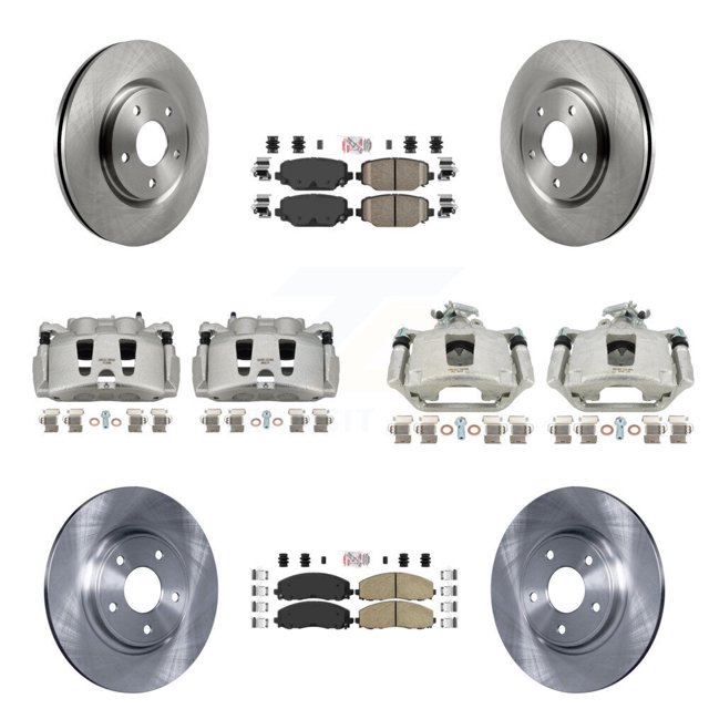 Transit Auto Front Rear Disc Brake Caliper Rotors and Ceramic Pads Kit (10Pc) for Car Dodge Grand Caravan KC8-102624N