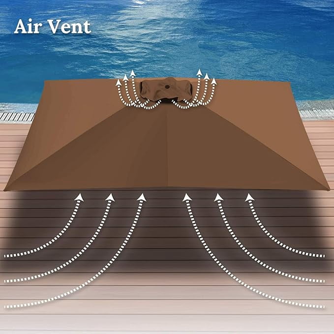 SOLAXO 6-Rib 10'x6.5' Solar Patio Umbrella Replacement Canopy cover for Outdoor
