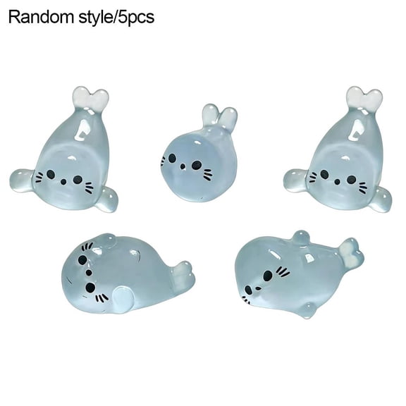Glow in the Dark Mini Seal Figurines, Luminous Plastic Resin Ocean Animals for Miniature Gardens & DIY Decor