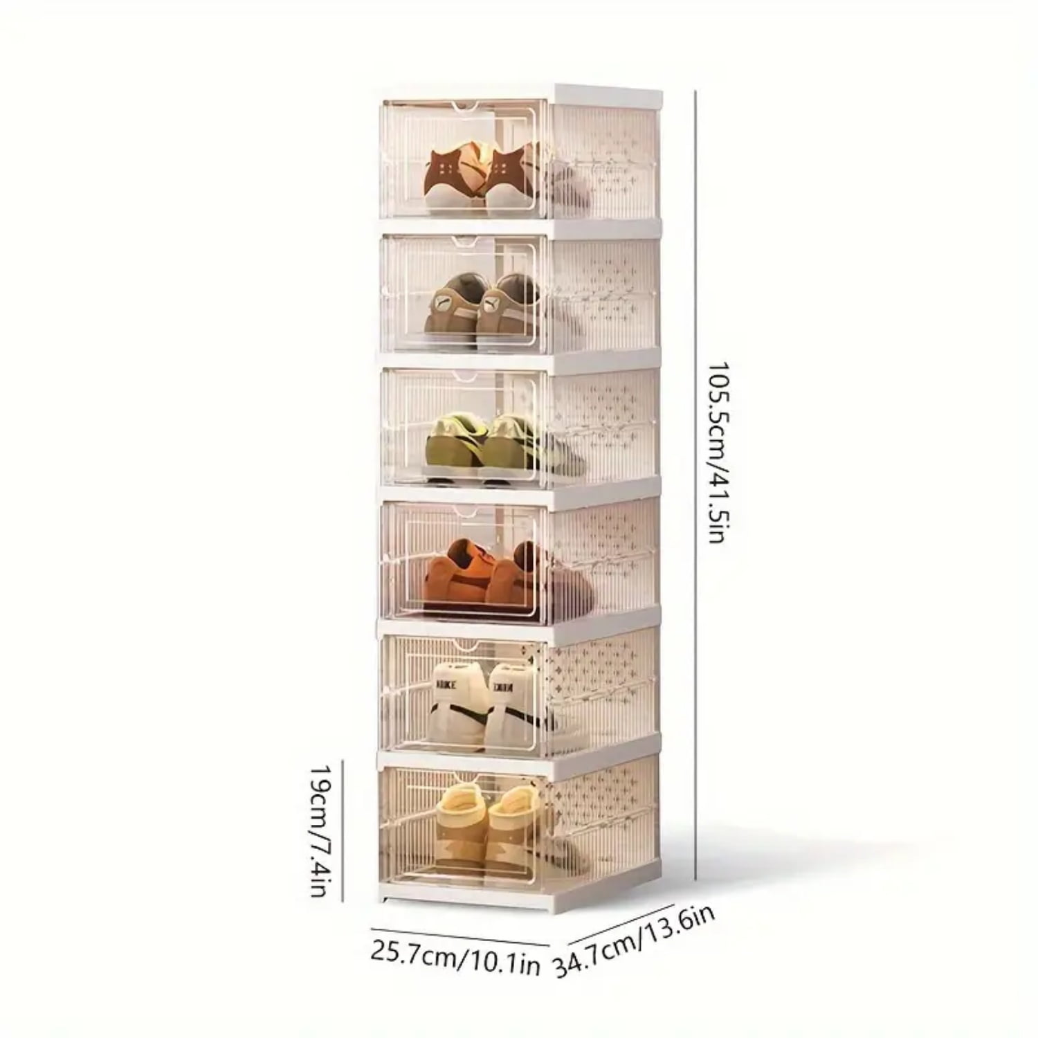 TLCEKVEC Large Shoe Storage Box, Folding Items Organizer with Clear Door