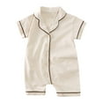 thumbnail image 2 of ZyeKqe Toddler Girls Boys Rompers Short Sleeve Collared Button down Jumpsuit Comfortable Infant Clothes, 2 of 3