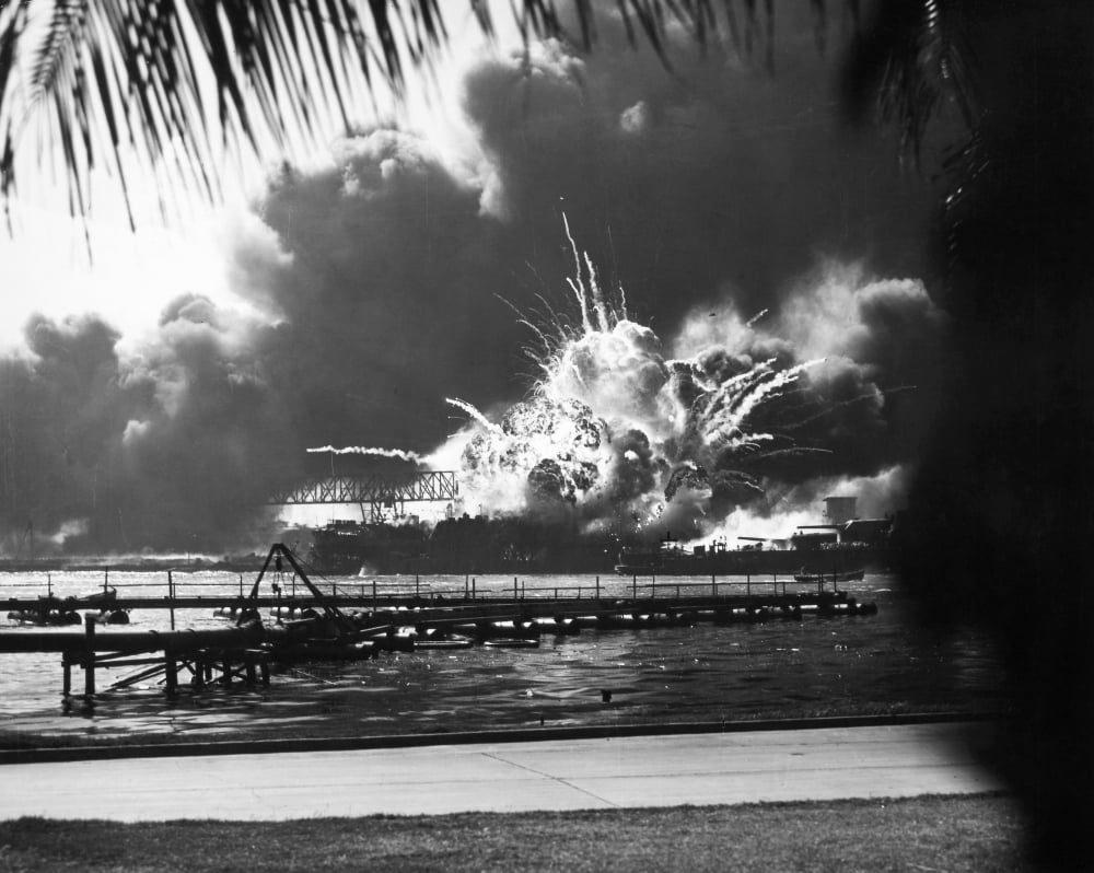 World War Ii Pearl Harbor Nthe Uss Shaw Exploding During The Japanese
