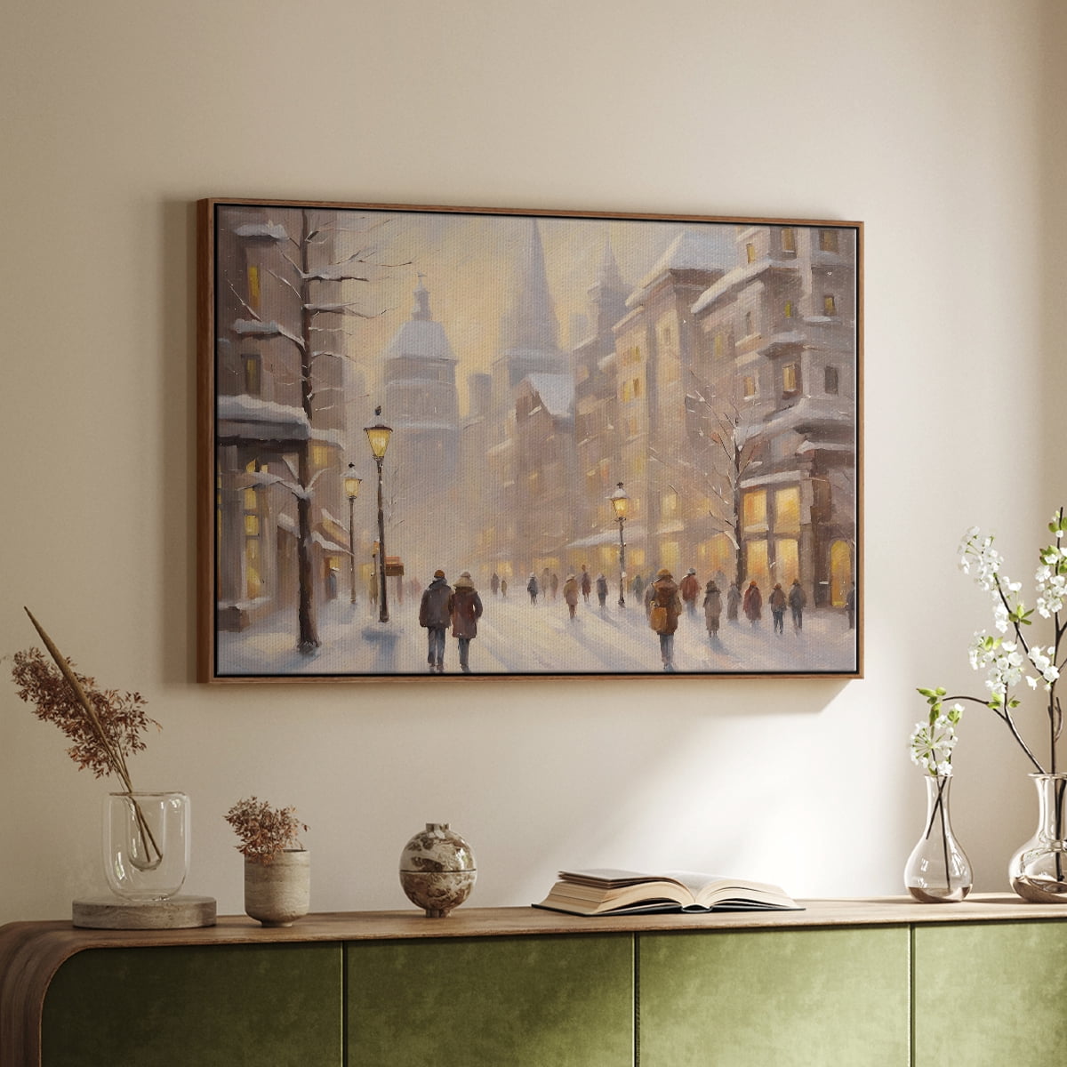 Vintage Landscape-CLXXIV By Wexford Home Framed in Walnut Wood Gallery Wrapped Canvas 27 in. x 41 in.