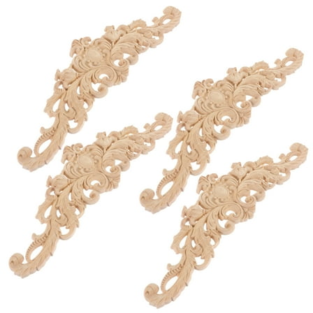 KALLORY Wood Embellishments For Furniture Square Classic Carved Onlay