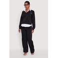 thumbnail image 2 of Women's Graphic Detail Layered Look Shirt Collar Sweatshirt, 2 of 5