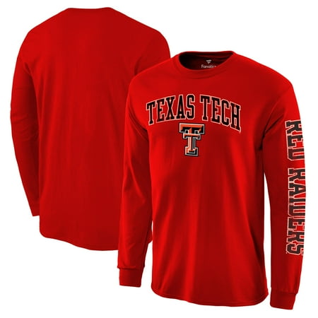 Texas Tech Colors - Texas Tech Red Raiders Fanatics Branded Distressed Arch Over Logo Long Sleeve Hit T-Shirt - Red
