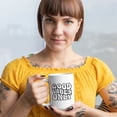 thumbnail image 2 of Good Vibes Only, Positivity Quote, Groovy Retro Wavy Text Merch Gift, White 15oz Ceramic Mug, 2 of 5
