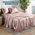 thumbnail image 5 of Bare Home Luxury Poly Satin Sheet Set for Hair and Skin, 15” Deep Pockets, Queen, Blush, 5 of 10