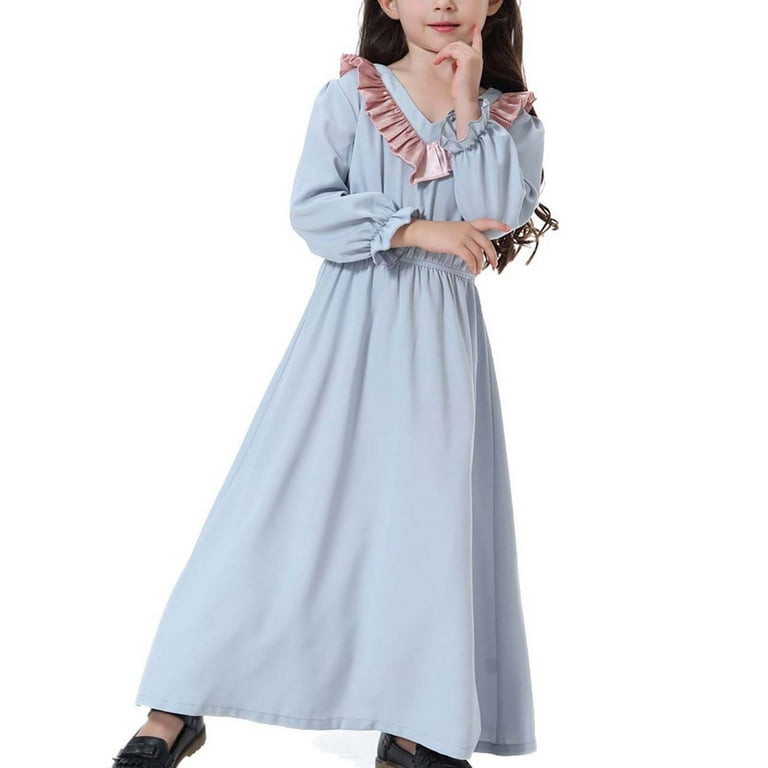 Odeerbi Muslim Long Dress Medium Big Girls 2025 Long Sleeve V Neck Colorblock Dress - Walmart.com Odeerbi Muslim Long Dress Medium Big Girls 2025 Long Sleeve V Neck Colorblock Dress - Walmart.com