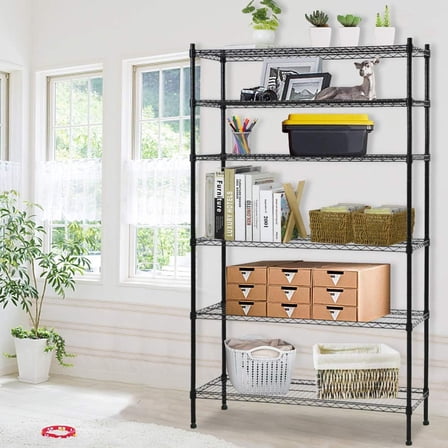 Dkelincs 6 Tier Shelf Wire Shelving Unit 42"x16"x72" Heavy Duty Height Adjustable Metal Storage Shelves Rack 1500 lbs Capacity, Black