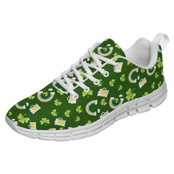 St Patricks Day Shoes for Women Men Running Sneakers Breathable Casual Sport Tennis Shoes White Size 3.5