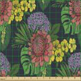thumbnail image 2 of Floral Fabric by the Yard, Tropical Themed Pattern of Jungle Leaves and Colorful Flowers, Decorative Upholstery Fabric for Chairs & Home Accents, Multicolor by Ambesonne, 2 of 5
