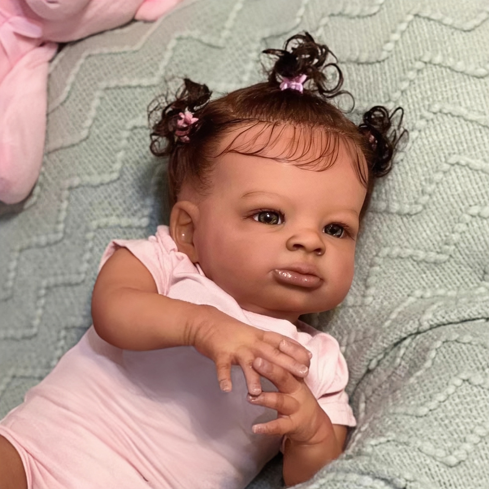 20 Inch Lifelike Black Reborn Baby Doll - African American Soft Cloth Body Doll - Realistic Handmade Art Doll Toy - Gift for Kids Ages 3+