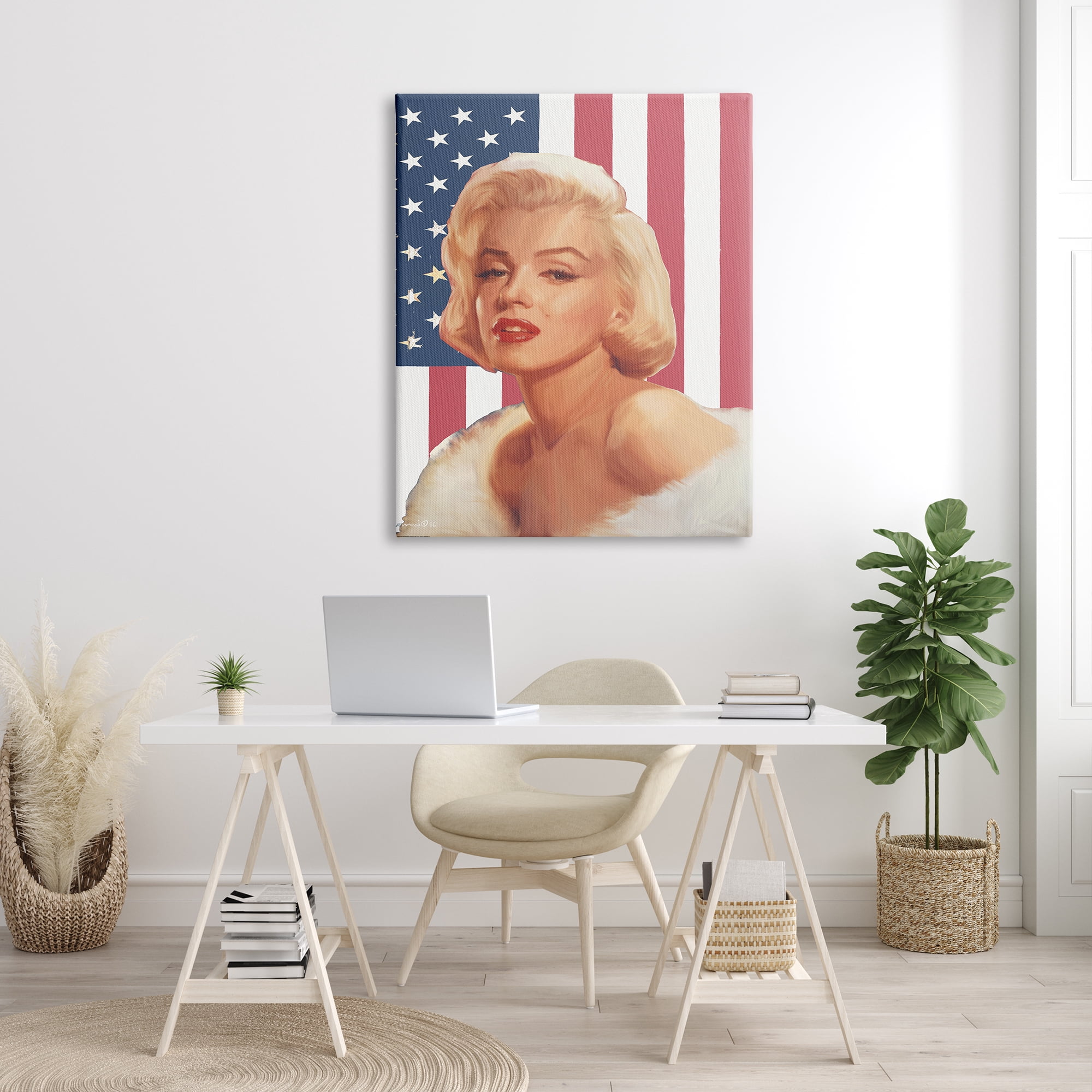 Stupell Industries Vintage Americana Icon Marilyn over US Flag, 36 x 48, Design by Chris Consani