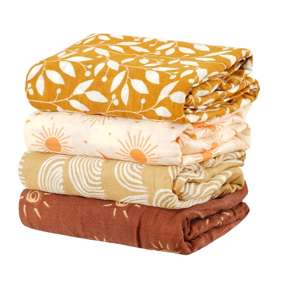 Juego de 4 pañales de muselina CoolaPeach de Blanket, 120 x 110 cm, color amarillo
