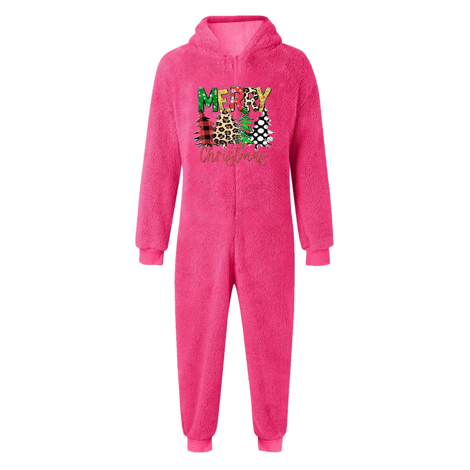 Gelikeya Boys Girls Christmas Onesies Pajamas Fuzzy Jumpsuit Kids Toddler Long Sleeve Jumpsuit Thermal Winter Outfits (Playwear & Hot Pink & 4-5 Years)