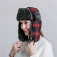 thumbnail image 4 of Windfall Unisex Plaid Winter Trooper Hat Earflap Hat Ushanka with Windproof Ear Flap Chin Strap for Men and Women, 4 of 5