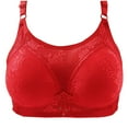 thumbnail image 2 of HVOBTTY Womens Basic Bras, Bras for Women, Fashion Women Solid Color Steel Rings Lace Pad Gathering Daily Bra Red, XXL, 2 of 4
