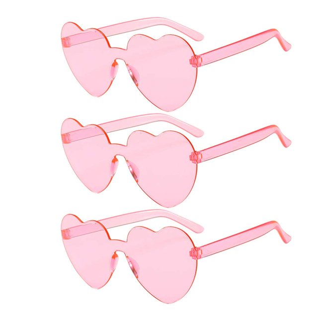 3 uds gafas de sol con forma de corazón de amor rojo gafas de sol sin montura para Mardi Gras gafas de sol de playa de fiesta de verano oso de fresa Hogar