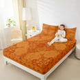 thumbnail image 4 of Manfei Gothic Floral Full Size Sheets,Retro Flower Floral Bed Sheets,Orange Sheet Sets For Kids,Breathable Home Decor,4 Pieces, 4 of 7