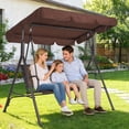 thumbnail image 2 of Outdoor Swing Chair with Adjustable Canopy – Triangular Support, Sturdy Steel Frame for Enhanced Safety – Perfect for Porch, Garden, Patio – Brown Outdoor Furniture, 2 of 8