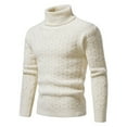 thumbnail image 3 of jsaierl Mens Sweater Cable Knit Turtle Neck Top Long Sleeve Solid Slim Fit Fall and Winter Warm Pullover Sweater, 3 of 4
