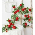 thumbnail image 5 of Luxcidy 5.9FT Artificial Peony Flower Garland with 19 Flower Heads, Fake Rose Garland Hanging Greenery Vine Silk Floral Vine Home Wedding Arch Wall Craft Arrangement Decorations(Red), 5 of 7