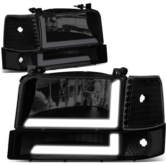 Headlights LED DRL Corner/ Bumper Lamps 6Pcs Smoked for 1992-1996 Ford F150-F350
