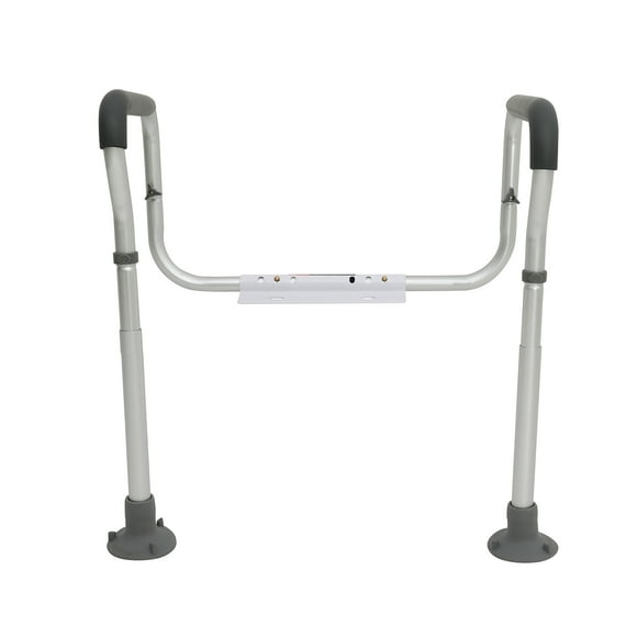 KFFKFF Toilet Support Rail, Toilet Seat Structure for Bathrooms, Customizable Width & Height to Suit Various Toilets, Can Hold Up to 300lbs, Toilet Grip Bars with Cushioned Armrests for Elderly