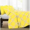 thumbnail image 3 of 3 Piece Luxury Two Tone Diamond Ruffle Pattern Comforter Set Super Soft, All Season 800 Thread Count, 100% Egyptian Cotton, Full/Queen Size Yellow-Ivory Color, 3 of 4